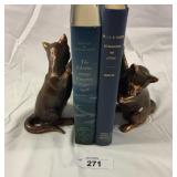 Pair of Copper Kitten book ends
