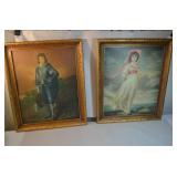 Pair of vintage transfers in Gold Gilt frames
