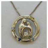14k White Gold Diamond & Gemstone Mother