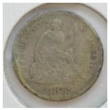 1872 S SEATED HALF DIME  VG