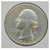 1935 S WASHINGTON QUARTER  VF