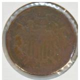 1865 TWO CENT PIECE  VF