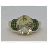 Sterling Silver Green Stone Cocktail Ring