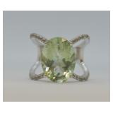Sterling Silver Green Stone Cocktail Ring