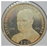 LIBERIA PROOF SILVER 20 DOLLARS