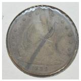 1859 O SEATED HALF DOLLAR   VG