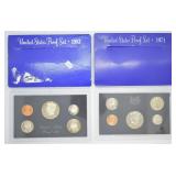 TWO PROOF SETS 1971 1983