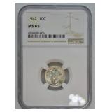 1942 MS 65 Mercury Dime
