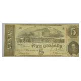 1863 Confederate $5 Banknote