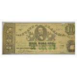1864 Alabama Confederate $10 Banknote