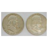 TWO FRANKLIN HALF DOLLARS