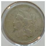 1865 3 CENT PIECE F
