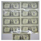 9 SILVER CERTIFICATES GEMS CONSECUTIVE SERIAL NUMB