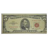 5 DOLLAR US NOTE RED SEAL