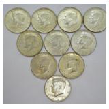 10 40% SILVER HALF DOLLARS