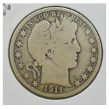 1911 BARBER HALF DOLLAR  G