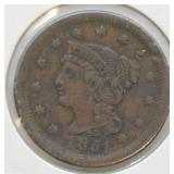 1851 LARGE CENT  VF