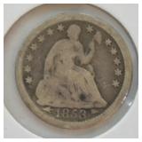 1853 SEATED HALF DIME  VG