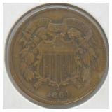 1864 TWO CENT PIECE   XF