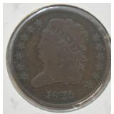 1825 HALF CENT VG +