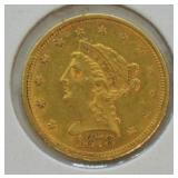 1878 S GOLD QUARTER EAGLE  AU