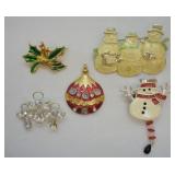 5 pcs. Christmas Holiday Brooches