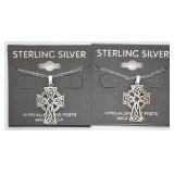 2 pcs. Sterling Silver Celtic Cross Necklaces