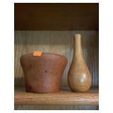 Two Hand Made Wooden Vases