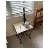 Marble Top Bed Side Table and Lamp