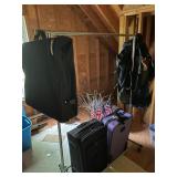 Rolling Clothes Rack and Luggage