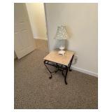 Iron Stone Top Table and Lamp