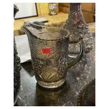 Imperial Carnival Glass Peacock Grape Pitcher