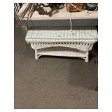 Wicker Coffee Table with Glass Top