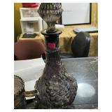 Imperial Carnival Glass Peacock Grape Decanter