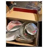 Box Lot, Bone Dishes and Glassware