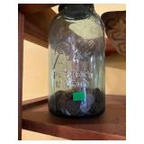 Blue Mason Jar and pennies