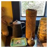 Coffee Pot, Vintage Tray, Oil Can, Log Lot