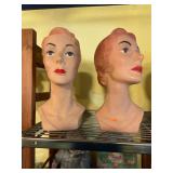 2 Vintage Mannequin Heads