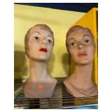 2 Vintage Mannequin Heads