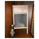 Glass Washboard and Brass Vase