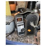 Vintage Camera and Enamel Pail