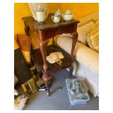 Pair of End tables, Lamp, and Tea Set