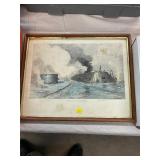 Monitor and Merrimack Framed Civil War Print