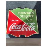 Porcelain Double Sided Fountain Service Coke Sign