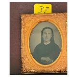 Antique Young Woman Tin Type in Frame
