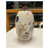 Tonala Santana Mexico Lion Signed Pottery Vase