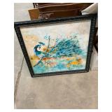 Framed Peacock Canvas Print