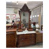 Antique Marble Top Dresser with Mirror