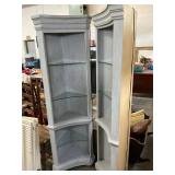 2 Lighted Painted Corner Cabinets