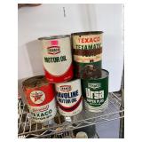 5 Empty Vintage Oil Cans